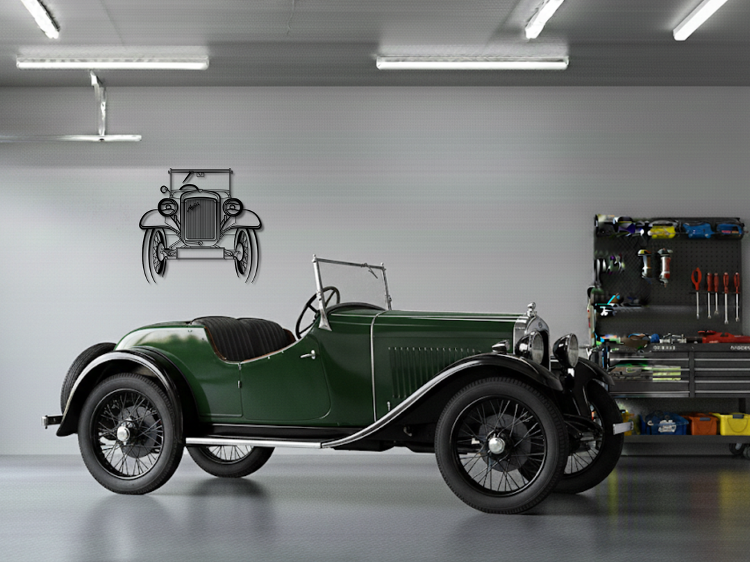 Austin 7 PD Tourer Front, Silhouette Metal Wall Art