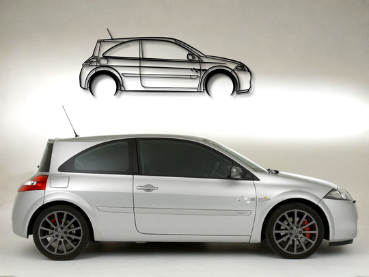 Megane RS F1 225, Detailed Silhouette Metal Wall Art
