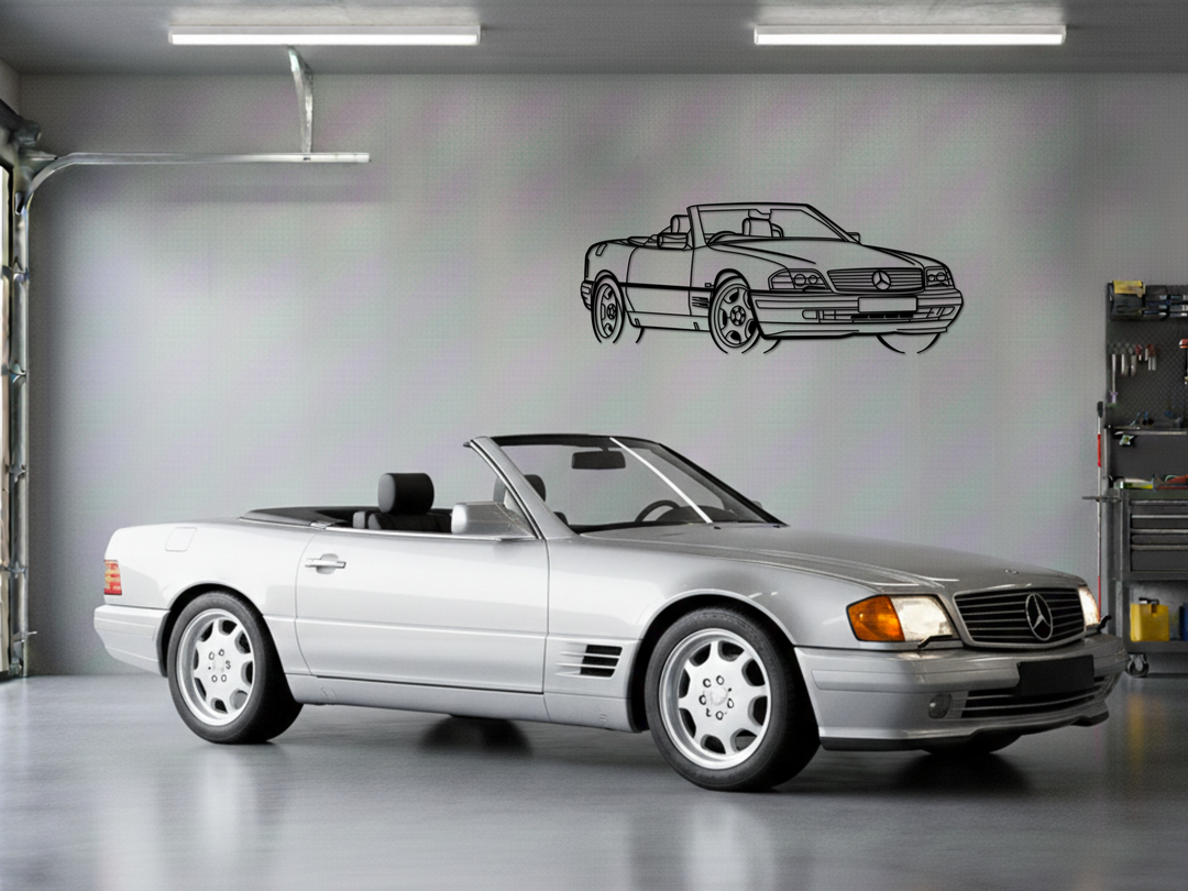 SL320 ( R129) Front Angle, Detailed Silhouette Metal Wall Art