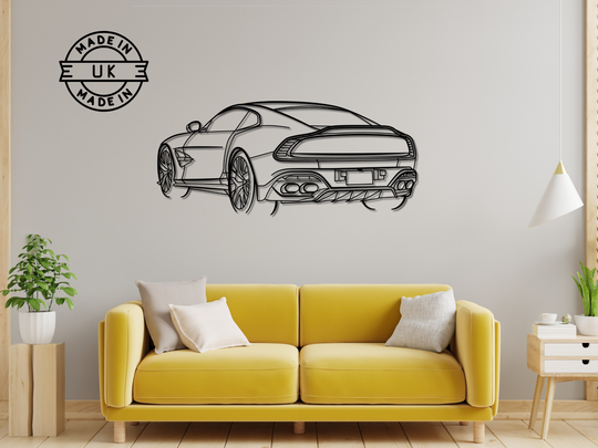 2025 Vanquish Rear Angle, Detailed Silhouette Metal Wall Art