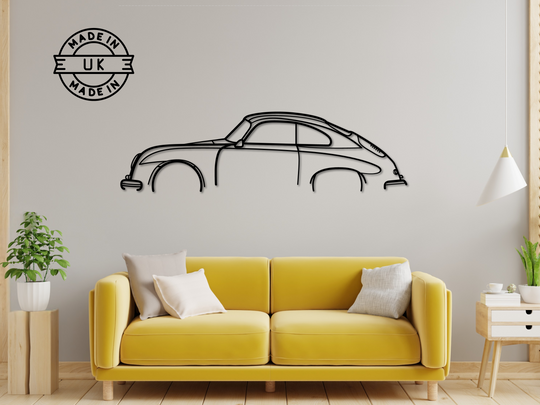 356 Coupe, Detailed Silhouette Metal Wall Art
