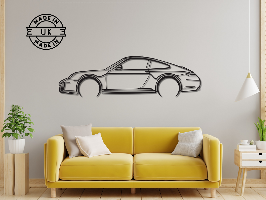 Carrera 4 ( 997 ), Detailed Silhouette Metal Wall Art