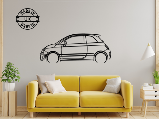 Abarth 595 2012, Detailed Silhouette Metal Wall Art