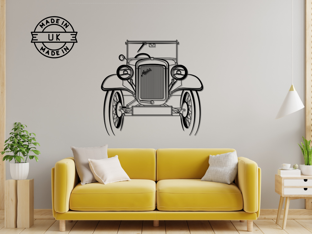 Austin 7 PD Tourer Front, Silhouette Metal Wall Art