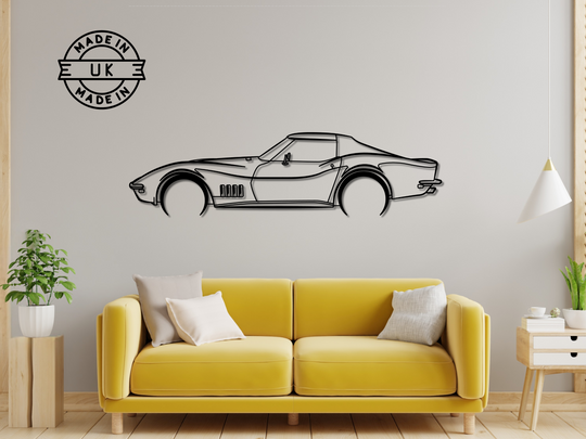 Corvette C2, Detailed Silhouette Metal Wall Art