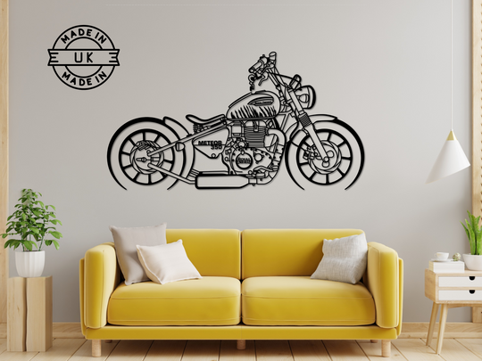 Meteor 350 Modified, Detailed Silhouette Metal Wall Art