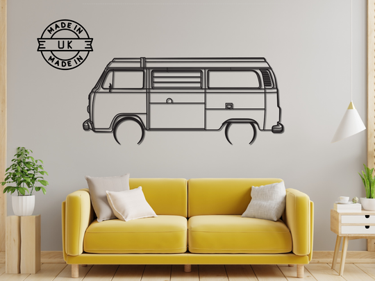 T2 Camper Van , Detailed Silhouette Metal Wall Art