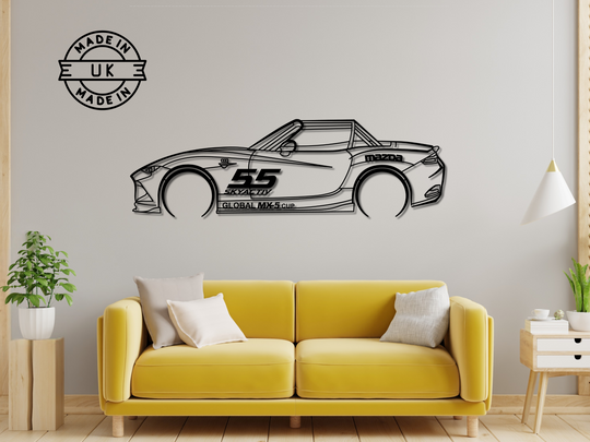 MX5- ND 2016 Cup Car, Detailed Silhouette Metal Wall Art