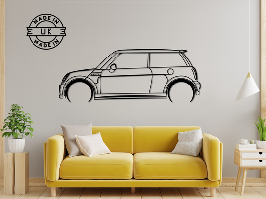 Mini Cooper S R53 , Detailed Silhouette Metal Wall Art