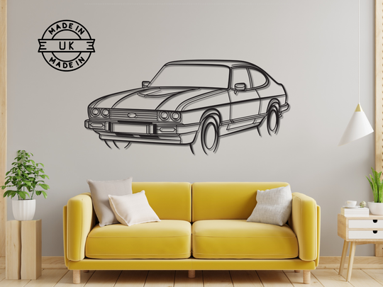 Capri MK3 Front Angle, Detailed Silhouette Metal Wall Art