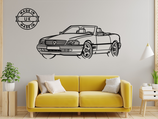 SL320 ( R129) Front Angle, Detailed Silhouette Metal Wall Art