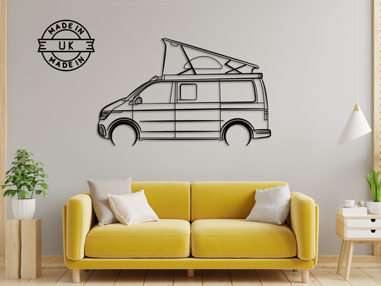 T6.1 Transporter Campervan, Detailed Silhouette Metal Wall Art