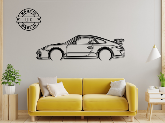 997.2 GT3 Clubsport, Detailed Silhouette Metal Wall Art