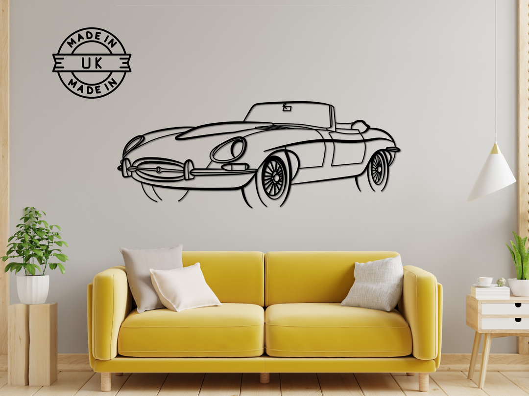 E-Type Series 1 Front Angle, Silhouette Metal Wall Art