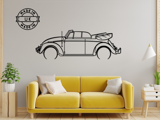 Beetle Cabriolet, Detailed Silhouette Metal Wall Art