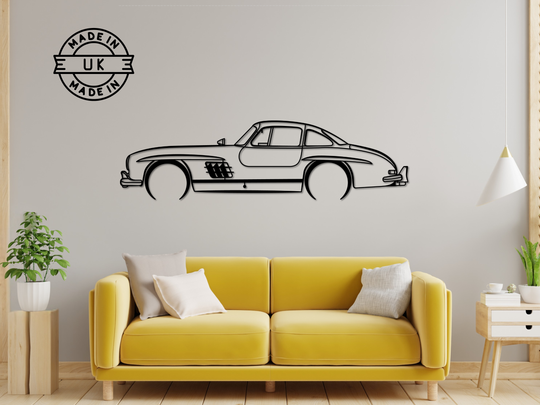 300 SL Gull-wing, Detailed Silhouette Metal Wall Art