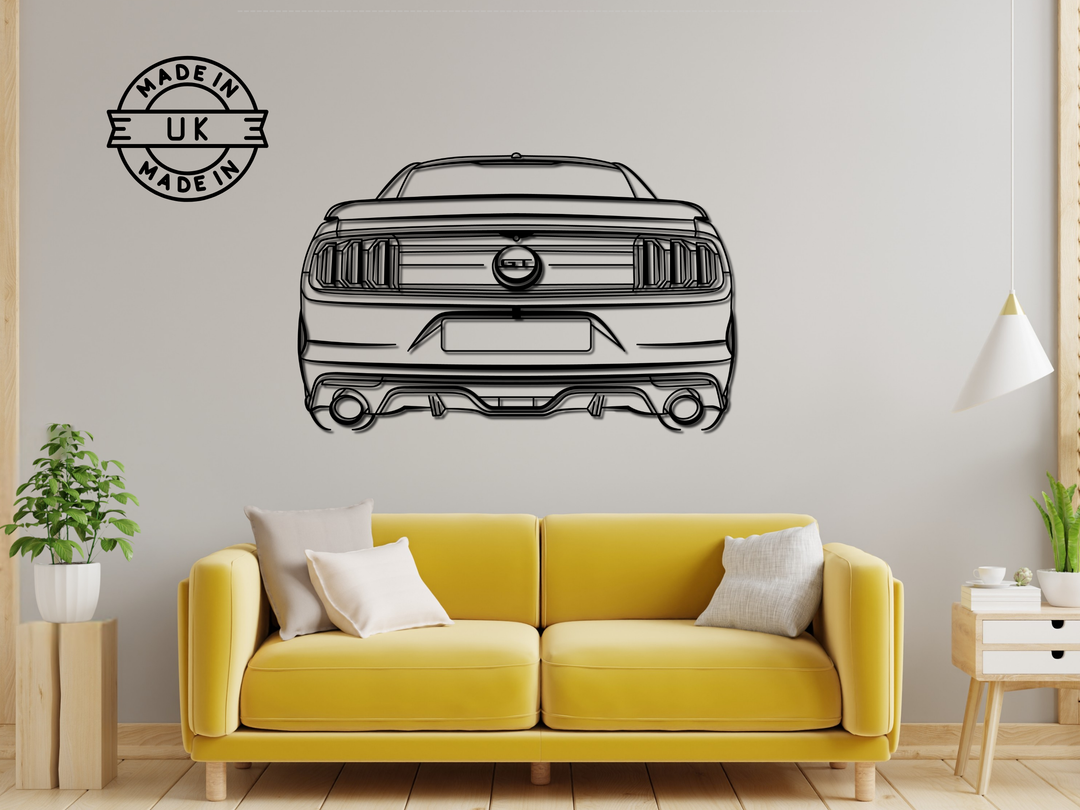Mustang GT Rear Angle, Detailed Silhouette Metal Wall Art