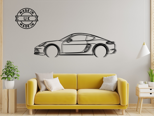 718 GTS Cayman, Detailed Silhouette Metal Wall Art