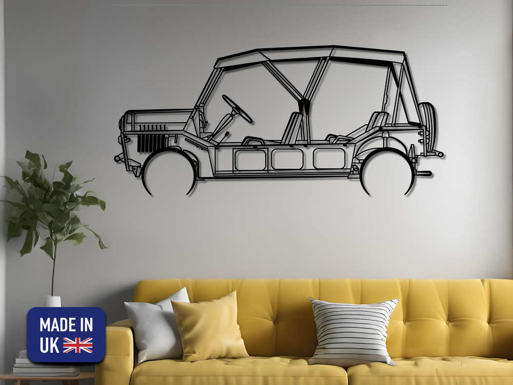Mini Moke, Detailed Silhouette Metal Wall Art