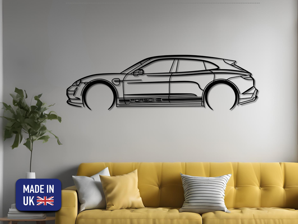 Taycan GTS Sport Turismo, Detailed Silhouette Metal Wall Art