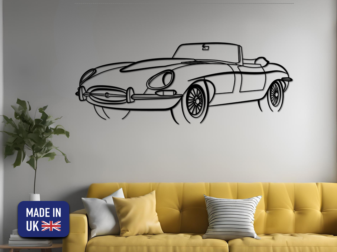 E-Type Series 1 Front Angle, Silhouette Metal Wall Art