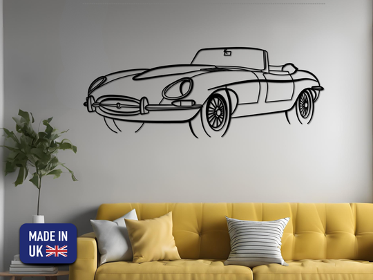 E-Type Series 1 Front Angle, Silhouette Metal Wall Art
