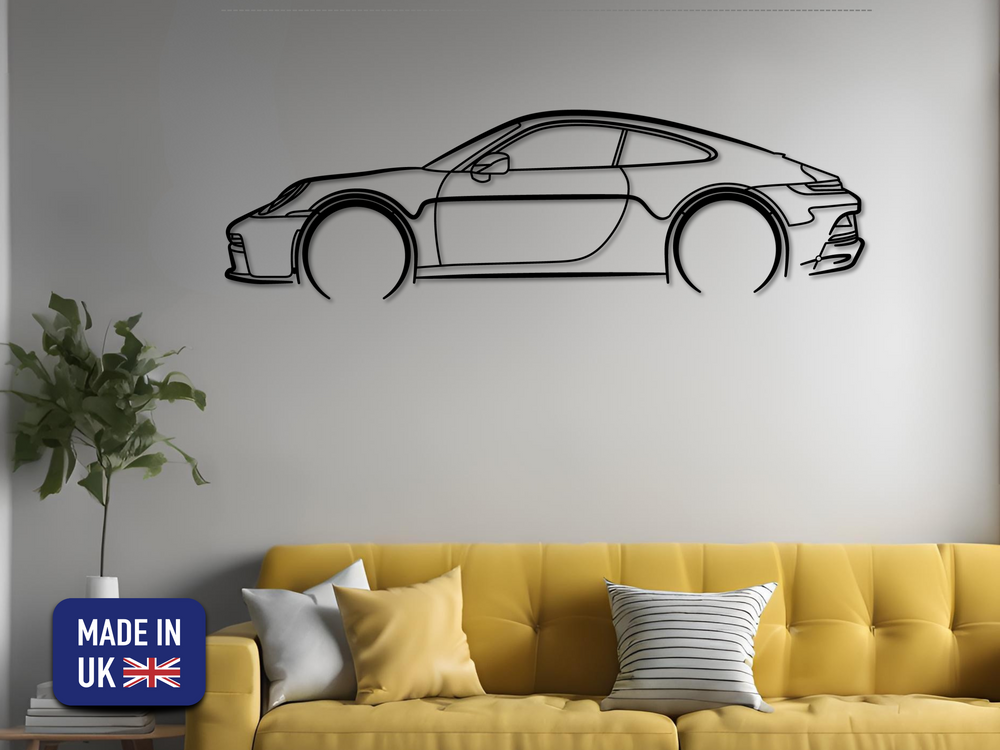 911 GT3 (Touring Package), Detailed Silhouette Metal Wall Art