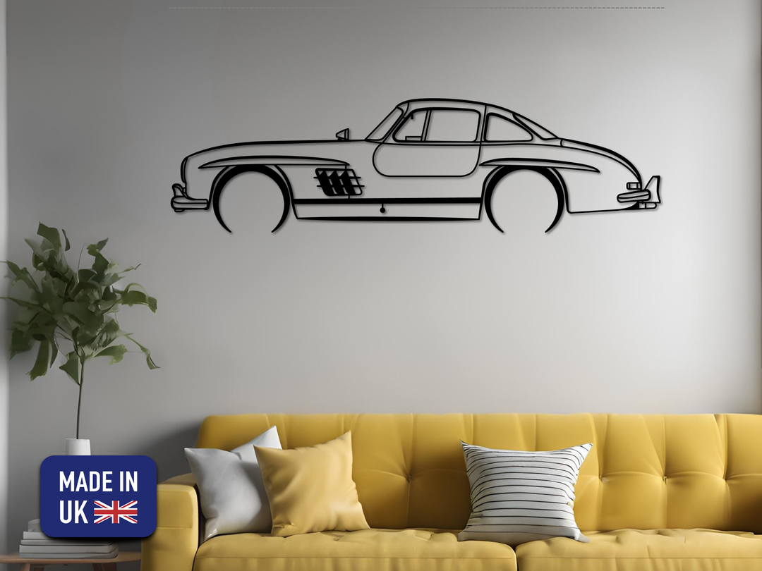 300 SL Gull-wing, Detailed Silhouette Metal Wall Art