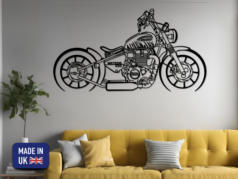 Meteor 350 Modified, Detailed Silhouette Metal Wall Art