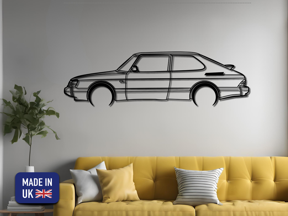Saab 900, Detailed Silhouette Metal Wall Art