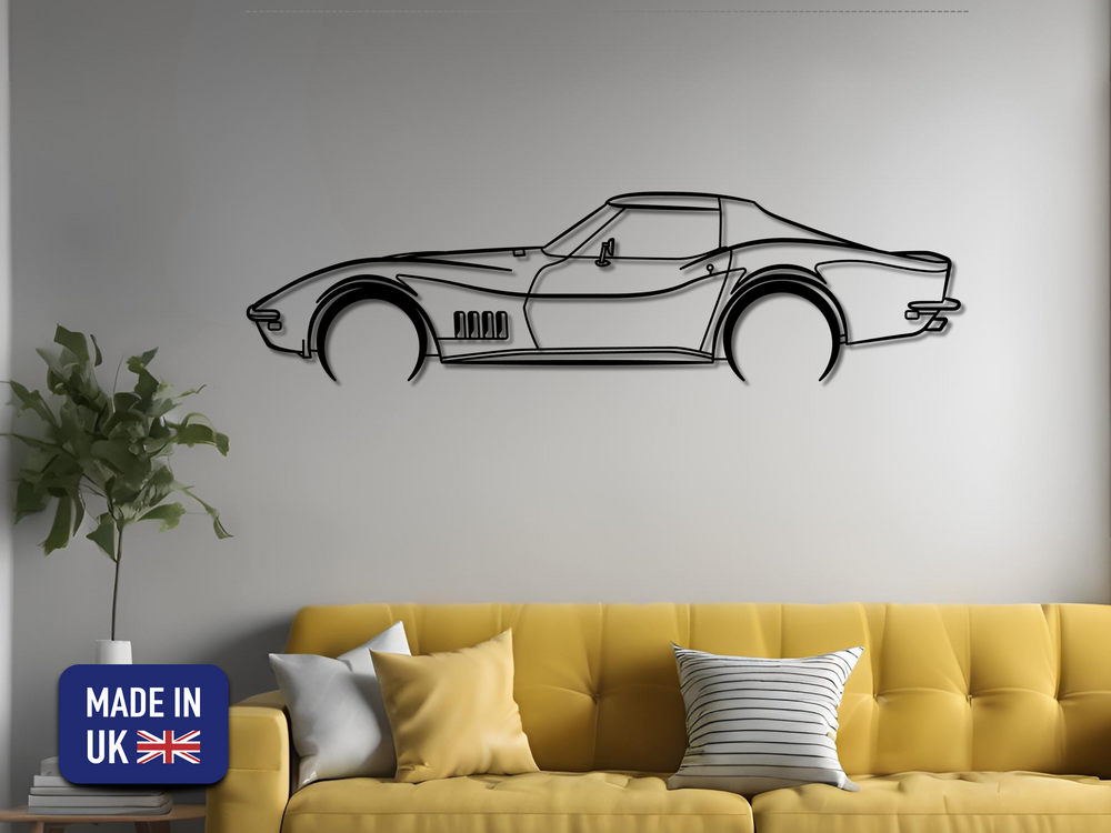 Corvette C2, Detailed Silhouette Metal Wall Art