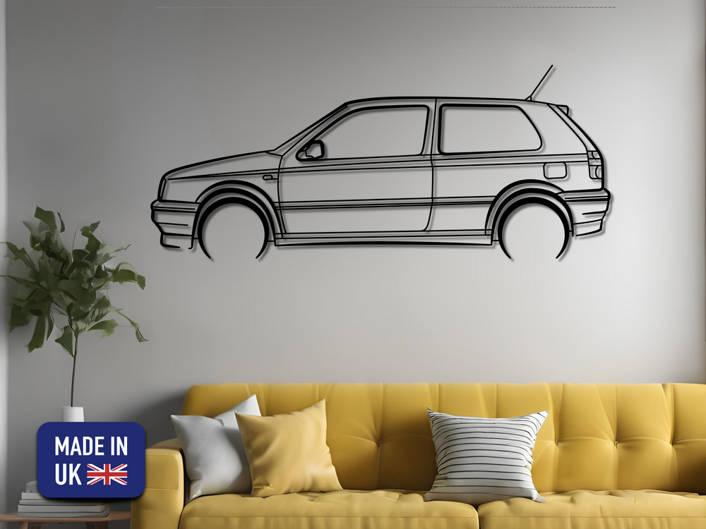 Golf MK3 GTI, Detailed Silhouette Metal Wall Art