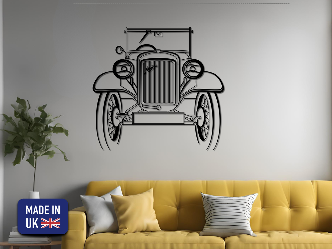 Austin 7 PD Tourer Front, Silhouette Metal Wall Art