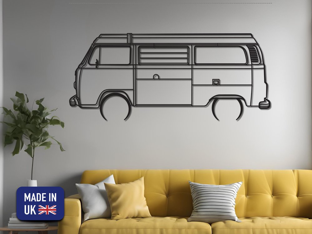 T2 Camper Van , Detailed Silhouette Metal Wall Art