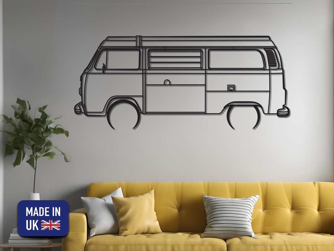 T2 Camper Van , Detailed Silhouette Metal Wall Art