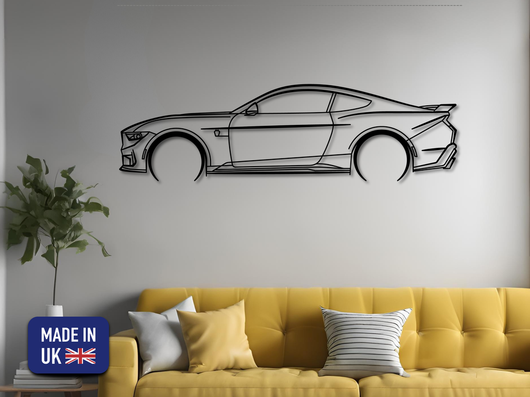 Mustang Dark Horse 2024, Detailed Silhouette Metal Wall Art