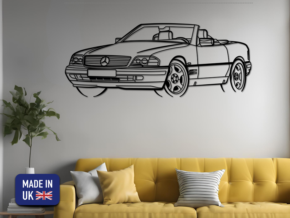 SL320 ( R129) Front Angle, Detailed Silhouette Metal Wall Art