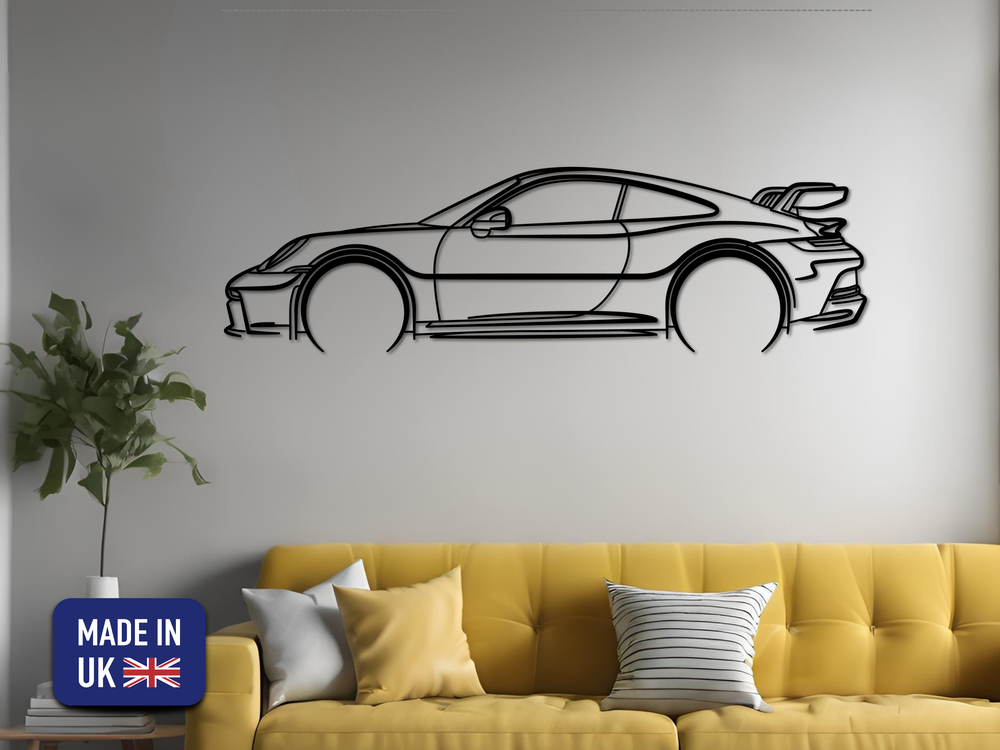 911 GT3 (992), Detailed Silhouette Metal Wall Art