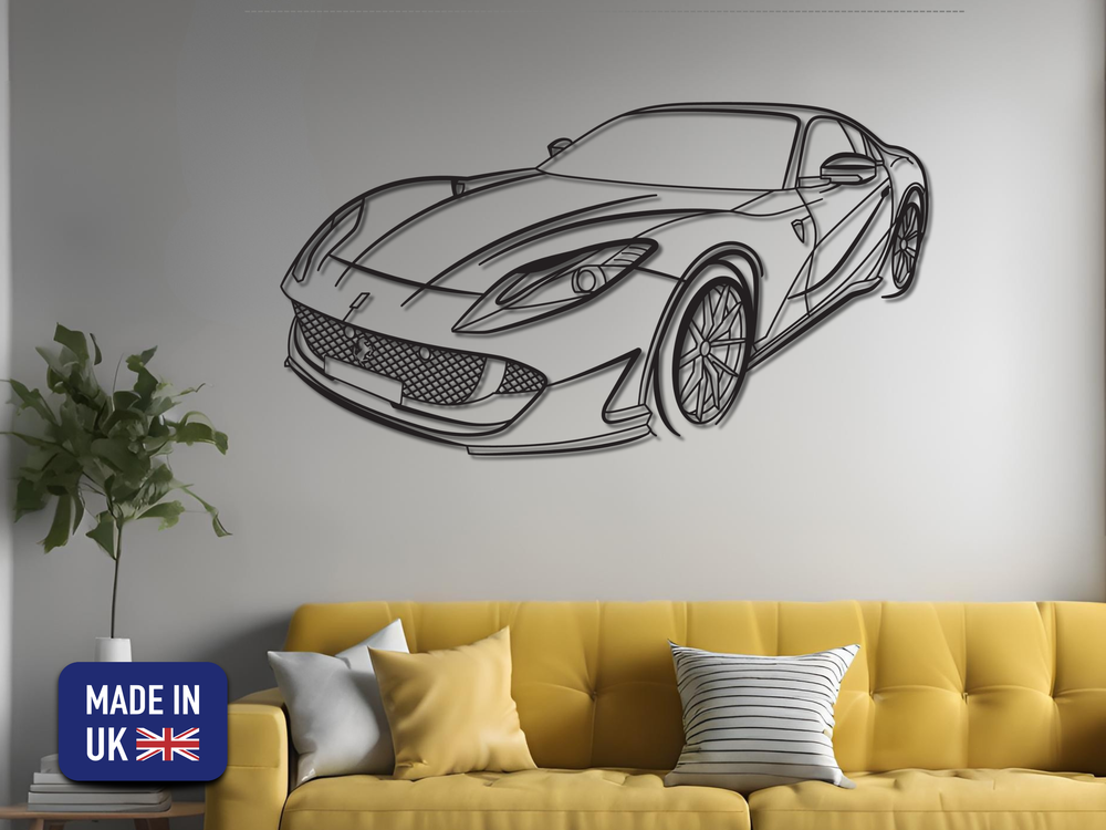 812 Superfast Front Angle, Detailed Silhouette Metal Wall Art