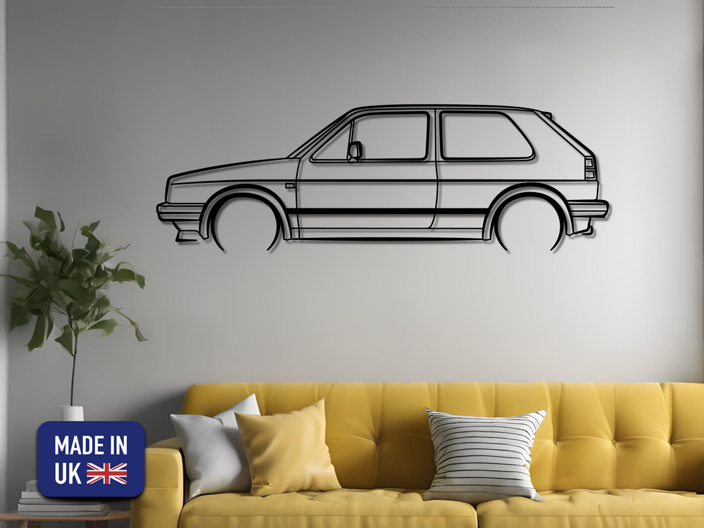 Golf MK2 GTI, Detailed Silhouette Metal Wall Art