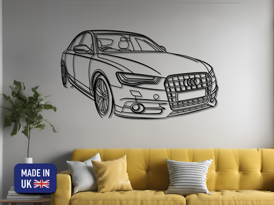 A6 S-line C7 Front Angle, Detailed angle Silhouette Metal Wall Art