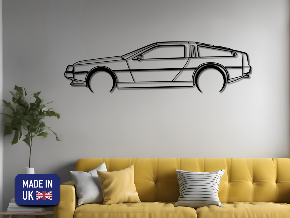 Delorean, Detailed Silhouette Metal Wall Art