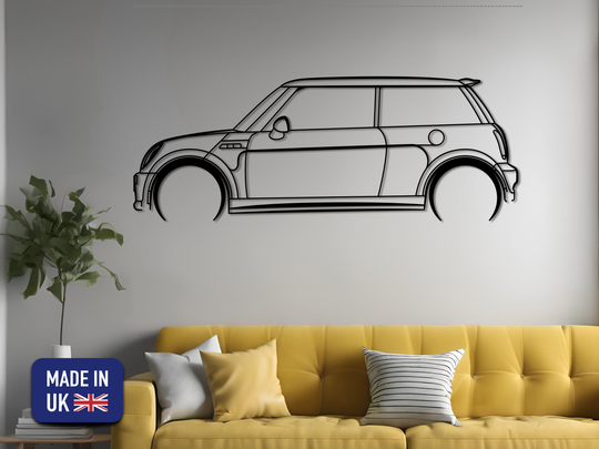 Mini Cooper S R53 , Detailed Silhouette Metal Wall Art