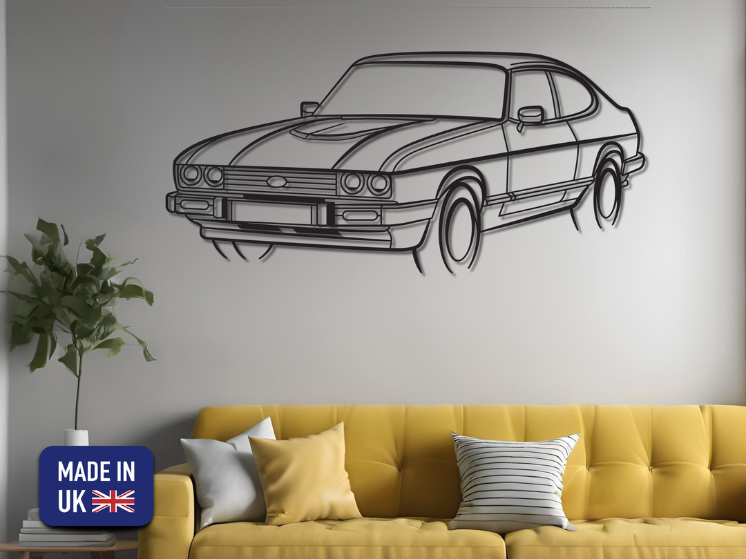 Capri MK3 Front Angle, Detailed Silhouette Metal Wall Art