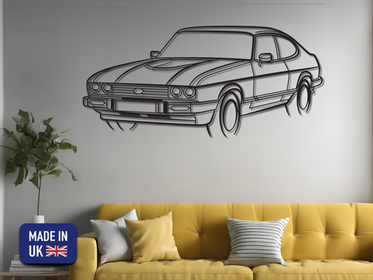 Capri MK3 Front Angle, Detailed Silhouette Metal Wall Art