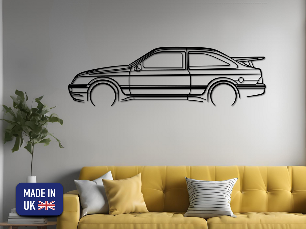 Sierra Cosworth, Detailed Silhouette Metal Wall Art