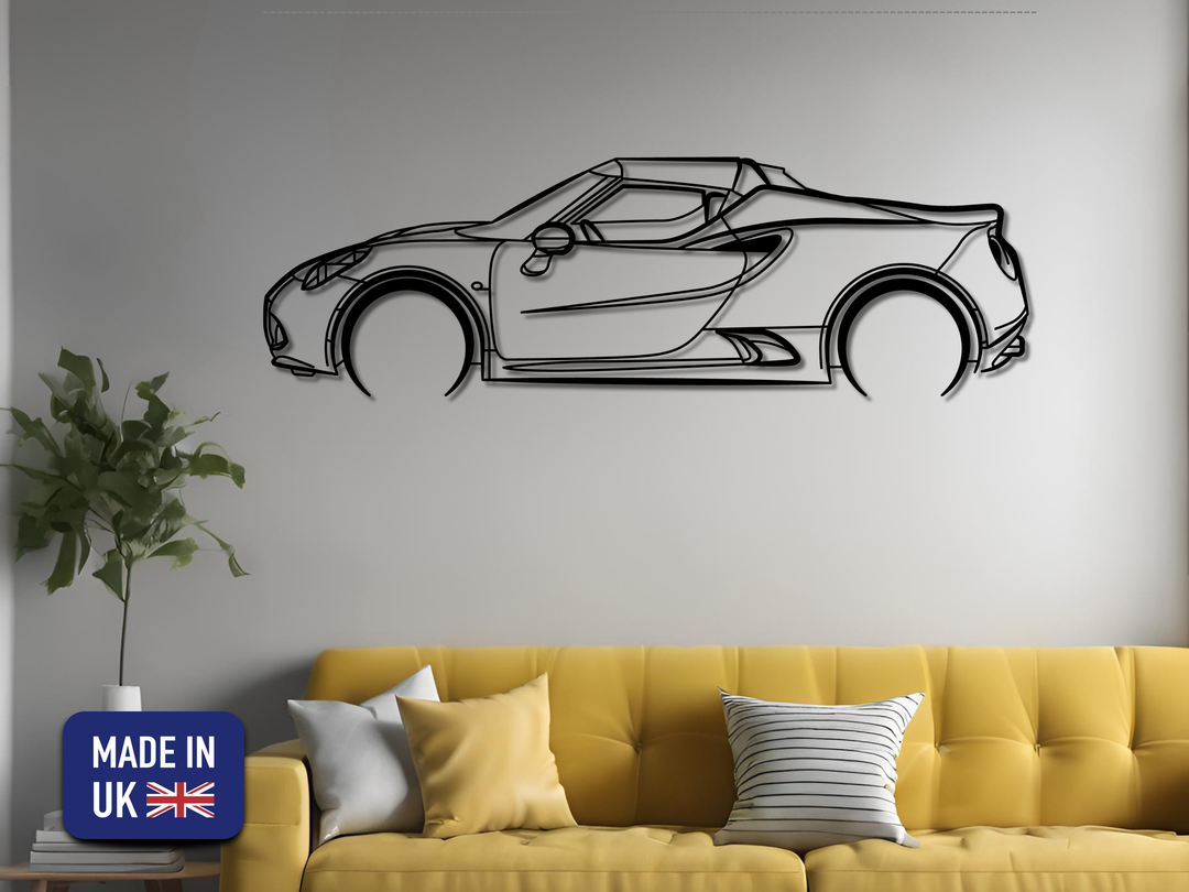 4C Spider hardtop, Detailed Silhouette Metal Wall Art