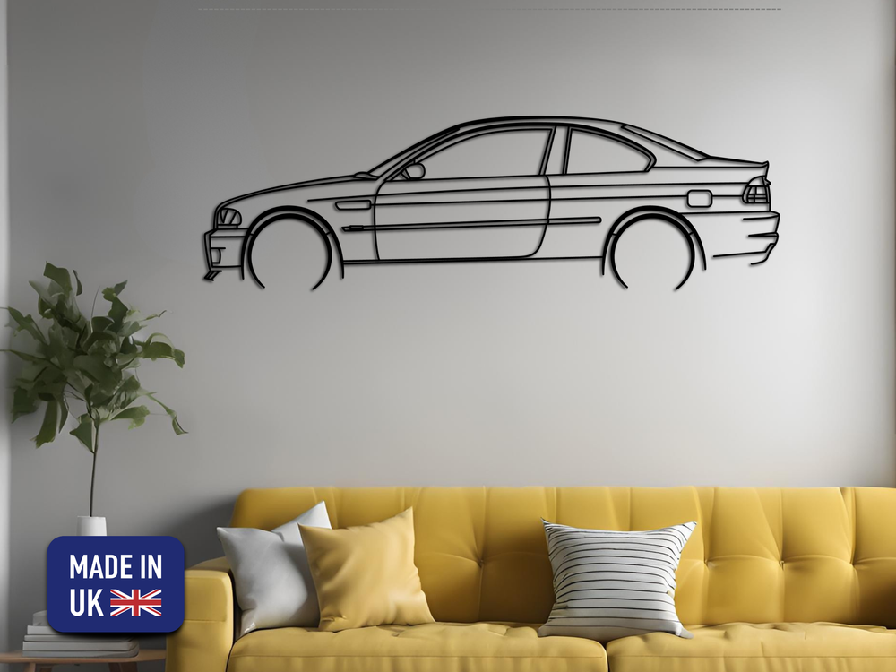 E46 M3, Detailed Silhouette Metal Wall Art