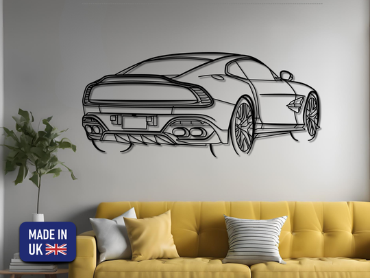 2025 Vanquish Rear Angle, Detailed Silhouette Metal Wall Art