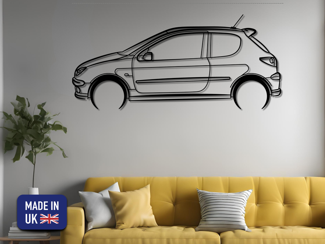 206 GTI , Detailed Silhouette Metal Wall Art